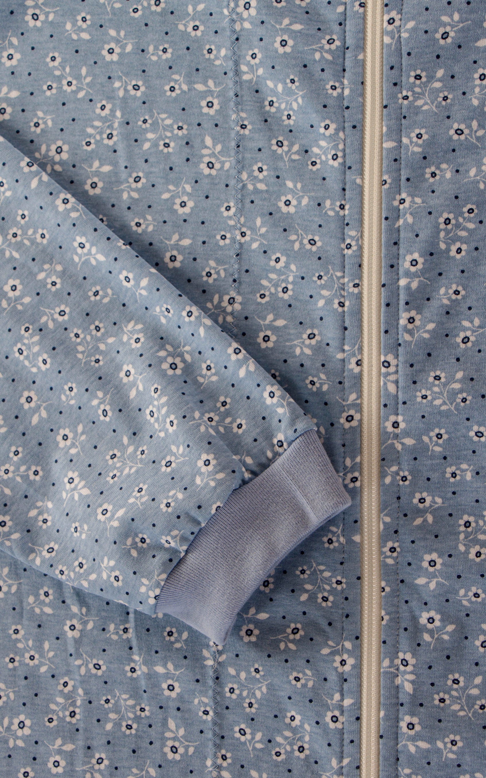 Tuta intera con cerniera posteriore manica Lunga e pantalone Lungo fantasia Flower  Blue | Linea Classica