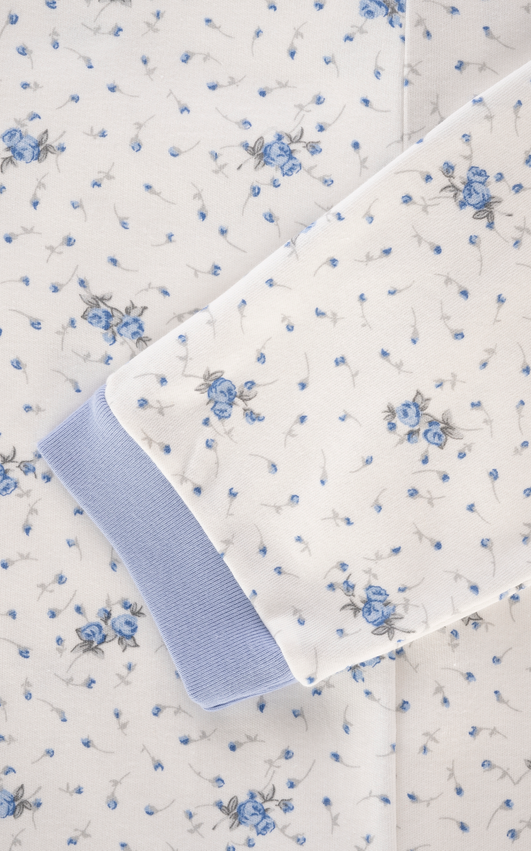 Tuta intera con cerniera posteriore manica Lunga e pantalone Lungo fantasia Fiorellino  Azzurro | Linea Invernale