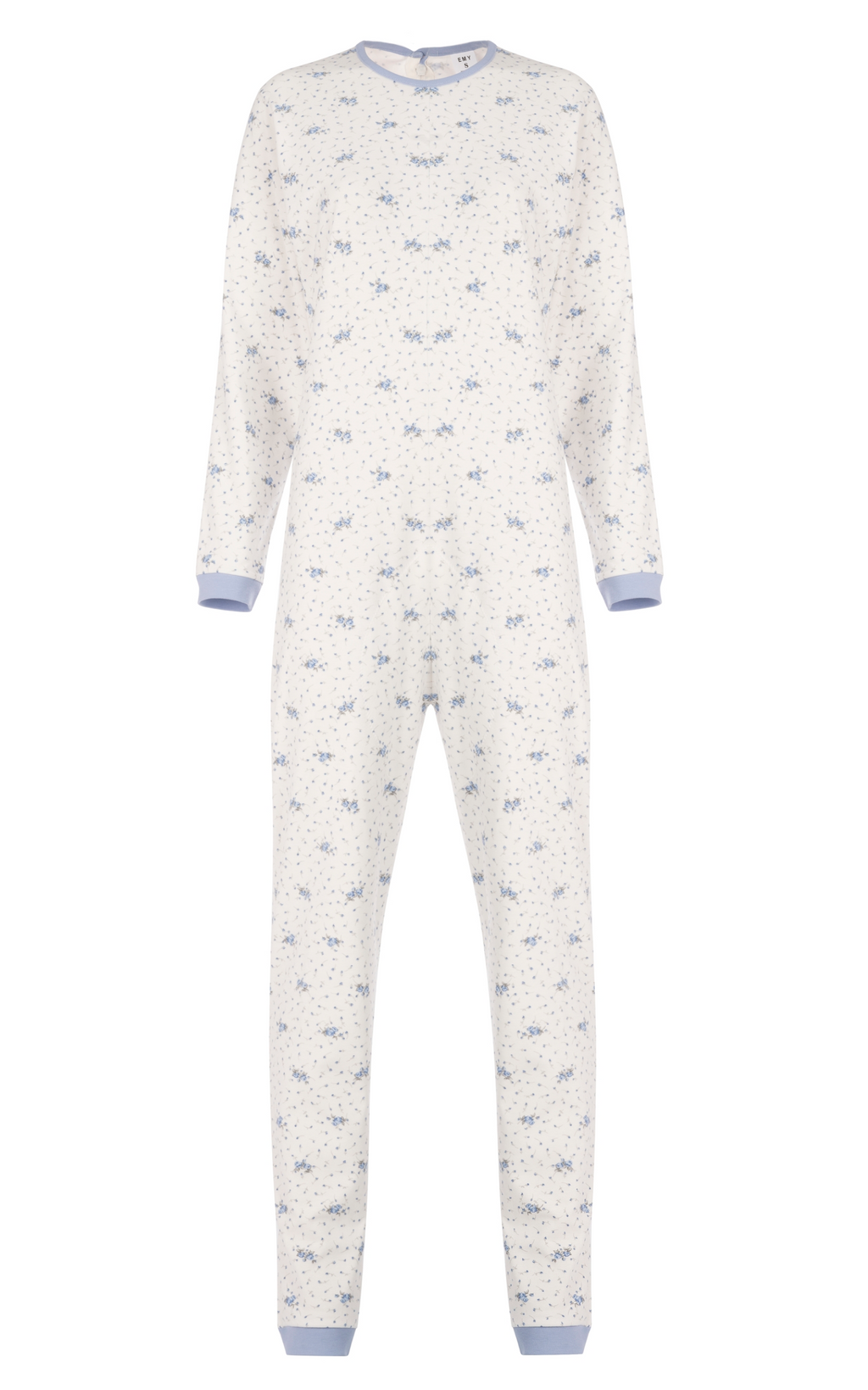 Tuta intera con cerniera posteriore manica Lunga e pantalone Lungo fantasia Fiorellino  Azzurro | Linea Classica