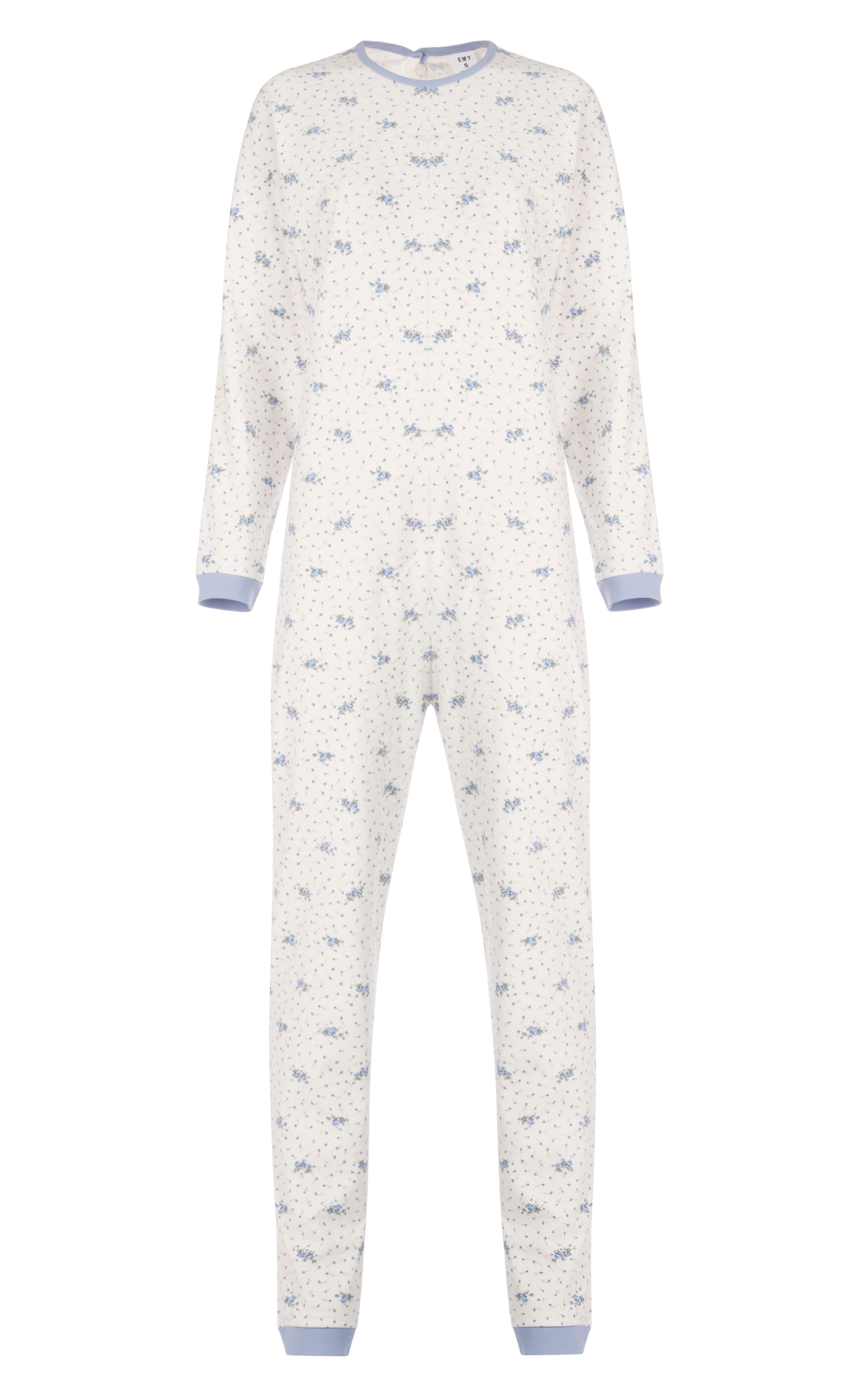 Tuta intera con cerniera posteriore manica Lunga e pantalone Lungo fantasia Fiorellino  Azzurro | Linea Classica