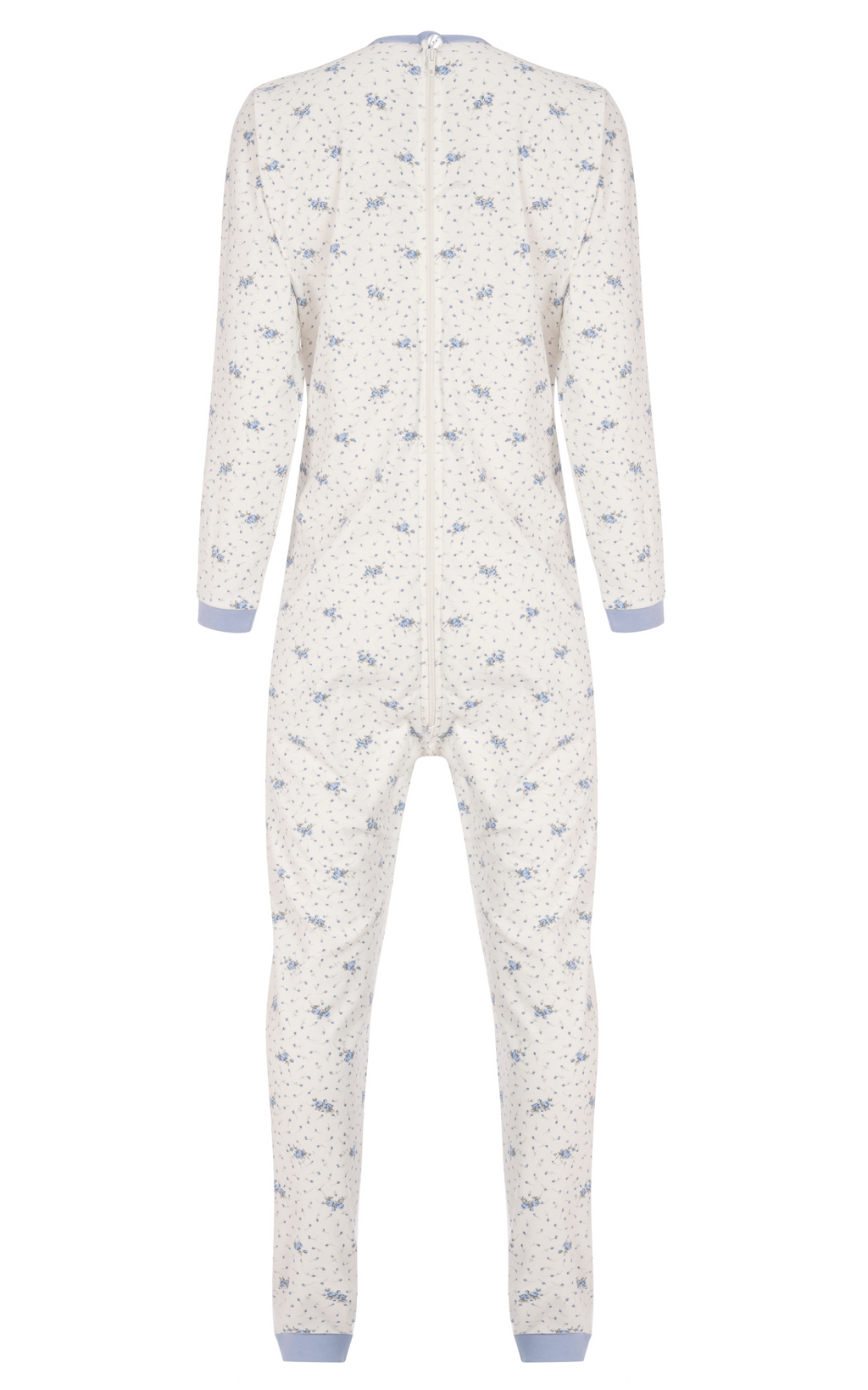 Tuta intera con cerniera posteriore manica Lunga e pantalone Lungo fantasia Fiorellino  Azzurro | Linea Invernale