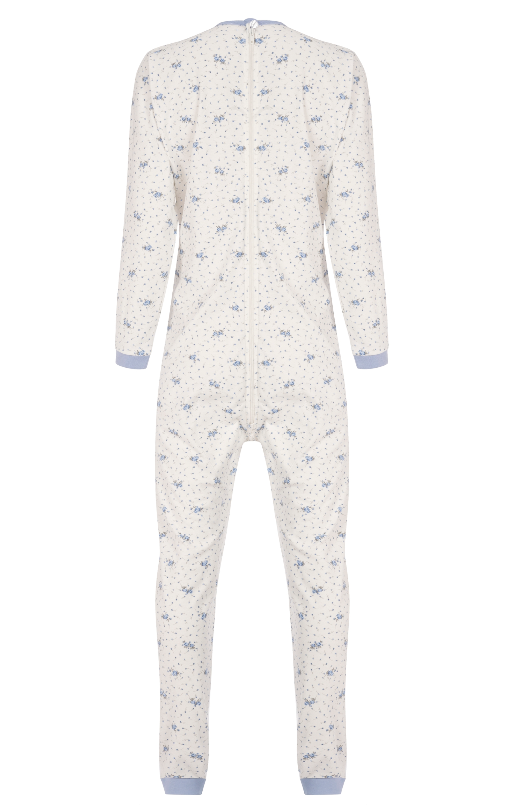 Tuta intera con cerniera posteriore manica Lunga e pantalone Lungo fantasia Fiorellino  Azzurro | Linea Invernale