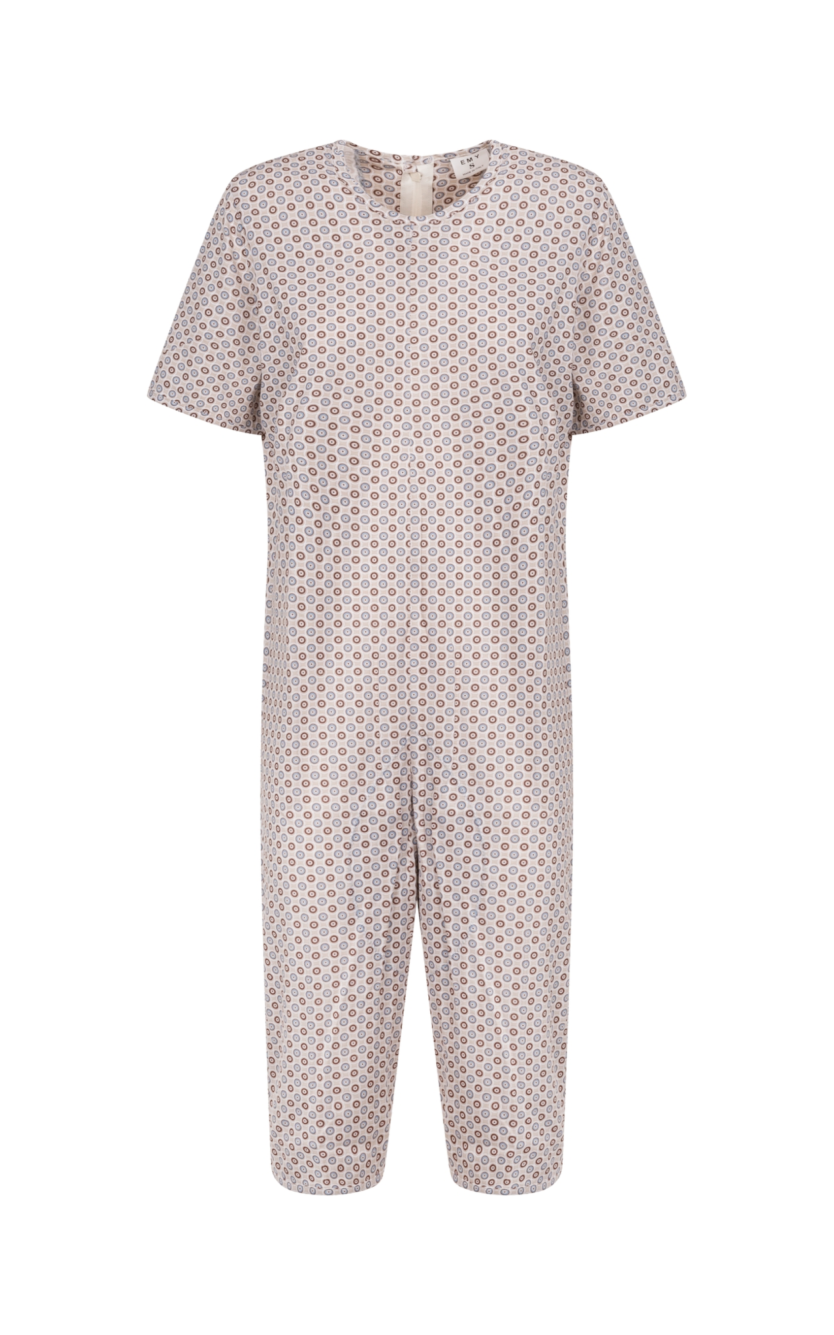 Tuta intera con cerniera posteriore manica Corta e pantalone Corto fantasia Circle  Beige | Linea Estiva