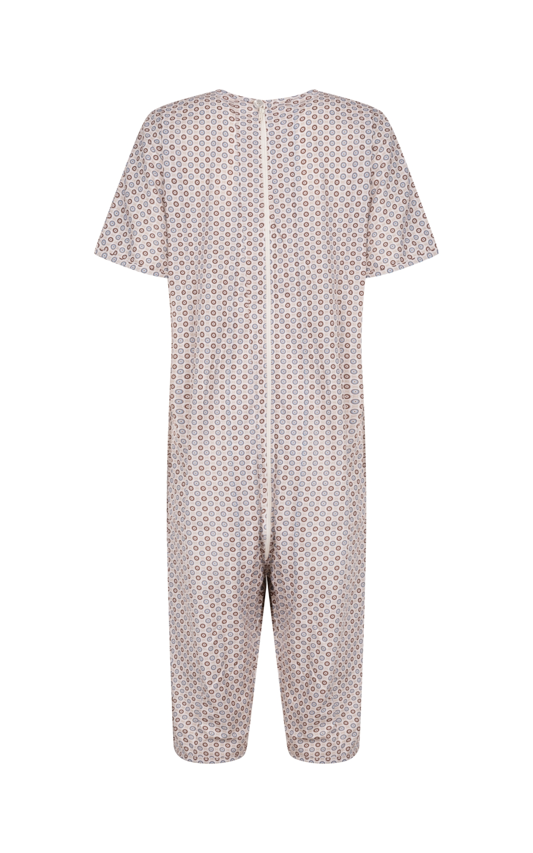 Tuta intera con cerniera posteriore manica Corta e pantalone Corto fantasia Circle  Beige | Linea Estiva